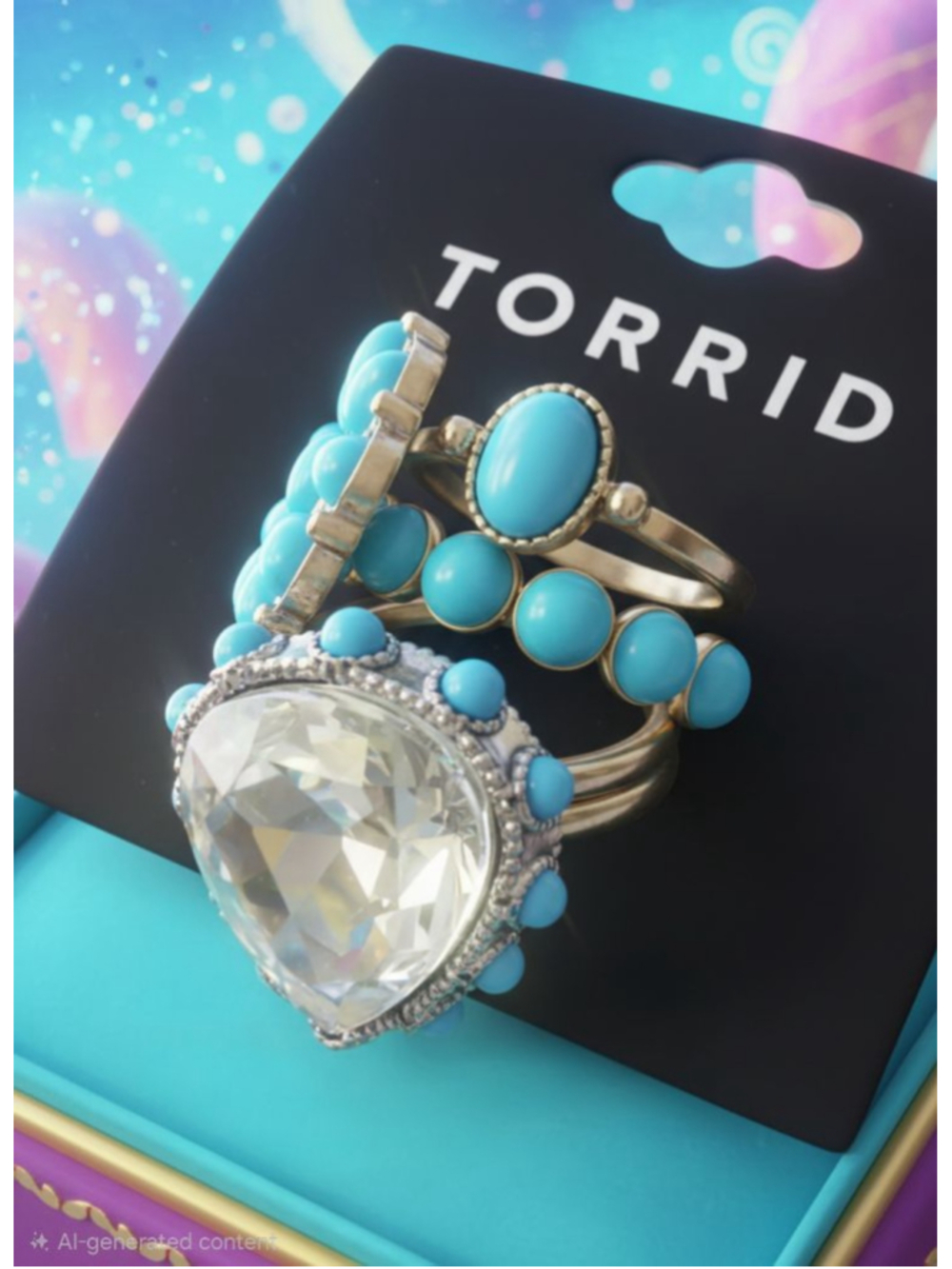 Torrid Silver and Turquoise ring size 9